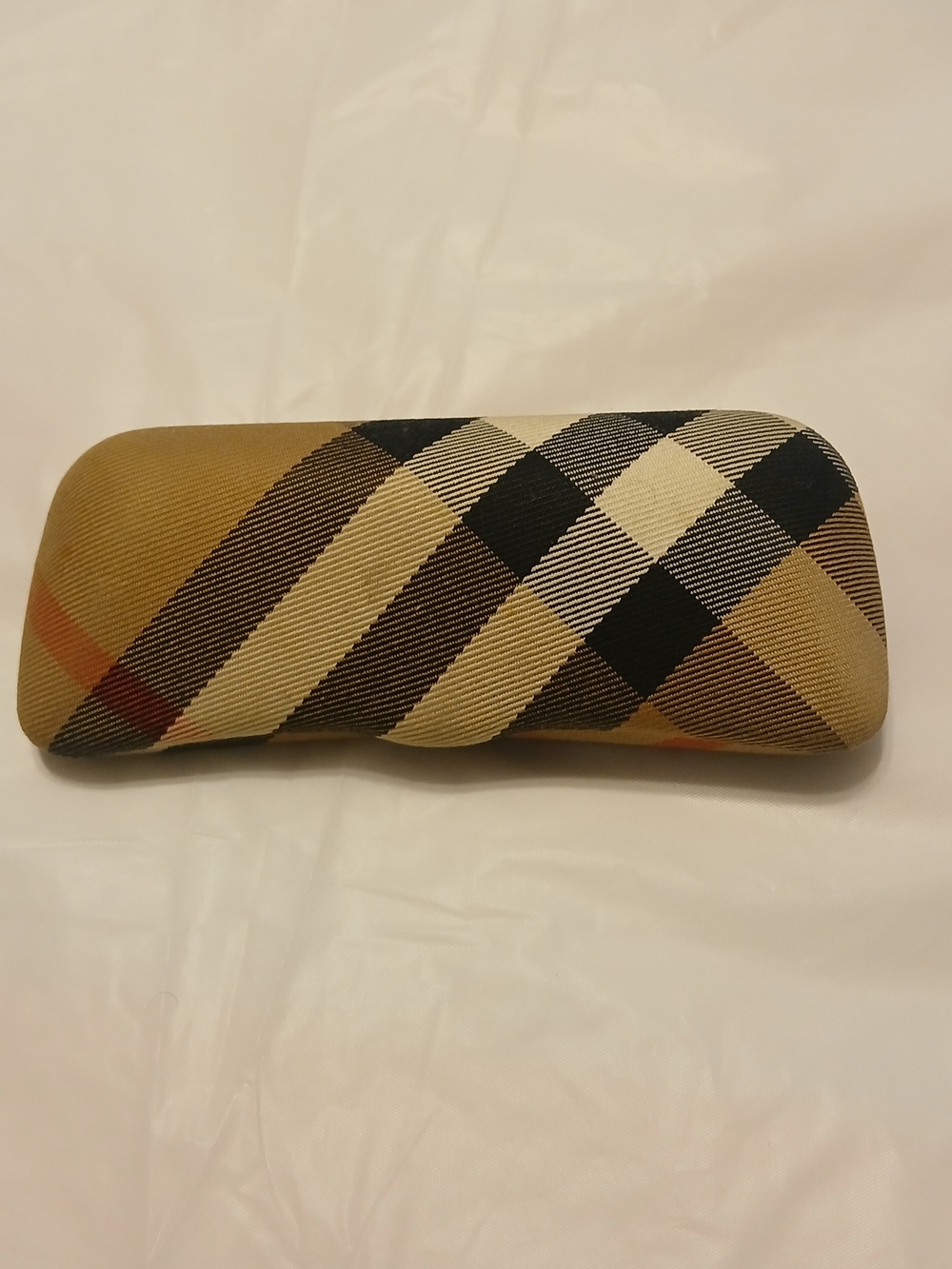 Burberry Plaid Pattern Women's Glasses Case in Tan and Black
